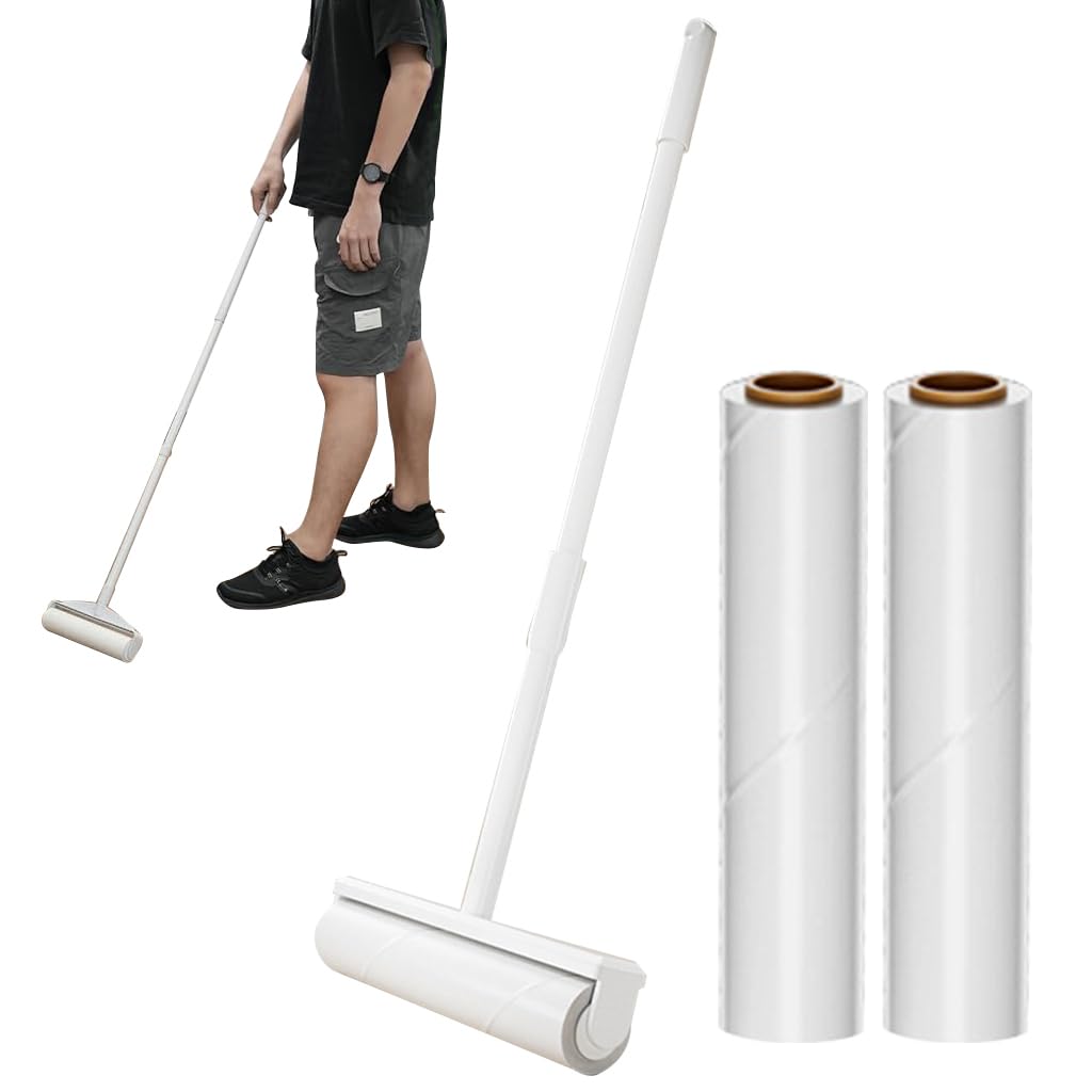 Supvox 49'' Retractable Floor Lint Roller with 180 Sticky Papers, Large Lint Rollers for Carpet, Long Handle Sticky Mop, 9.5 Supvox 49'' Retractable Floor Lint Roller with 180 Sticky Papers, Large Lint Rollers for Carpet, Long Handle Sticky Mop, 9.5
